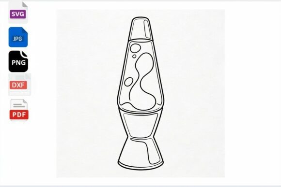 Retro Lava Lamp Line Art SVG PNG DXF Review