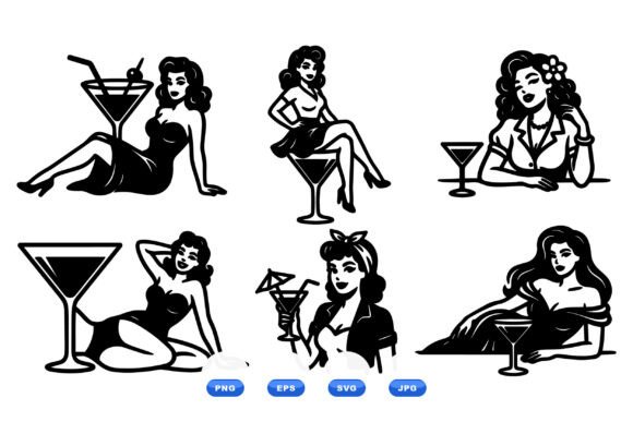 Retro Pinup Martini Clipart Review