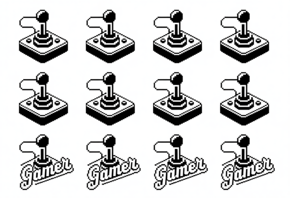 Retro Pixel Art Joystick Gamer Icons SVG