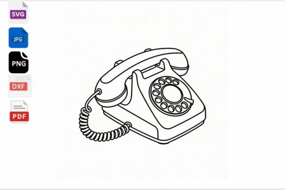 Retro Rotary Phone Line Art SVG Review