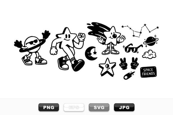 Retro Space Friends Clipart Set Review