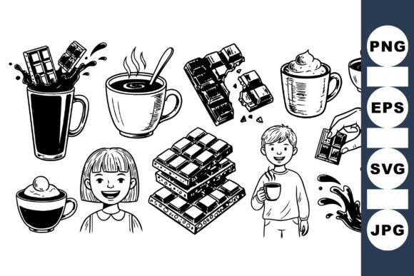 Vintage Hot Chocolate Clipart Set