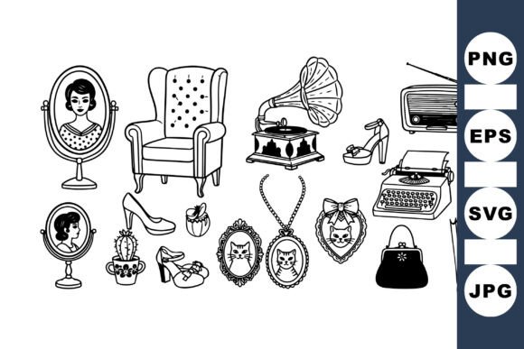 Vintage Retro Accessories Clipart Set Review